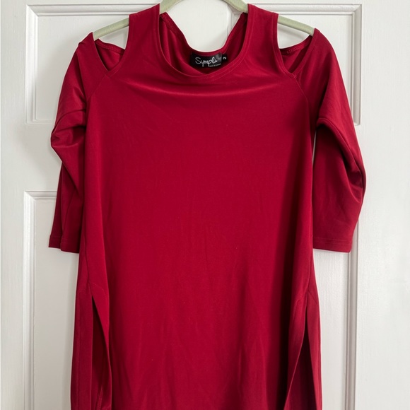 Sympli Tops - Sympli Bold Red Off the Shoulder Top